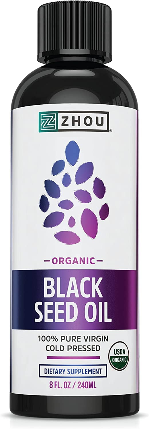 Zhou Organic Black Seed Oil 100 Virgin Cold Pressed Omega 3 6 9