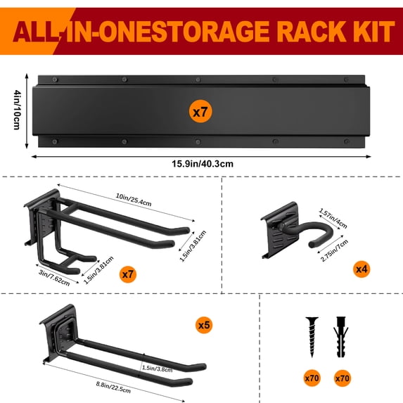 Zhouguangjun 23pcs Garage Organizer Wall Mounted Adjustable Tool Storage Rack System