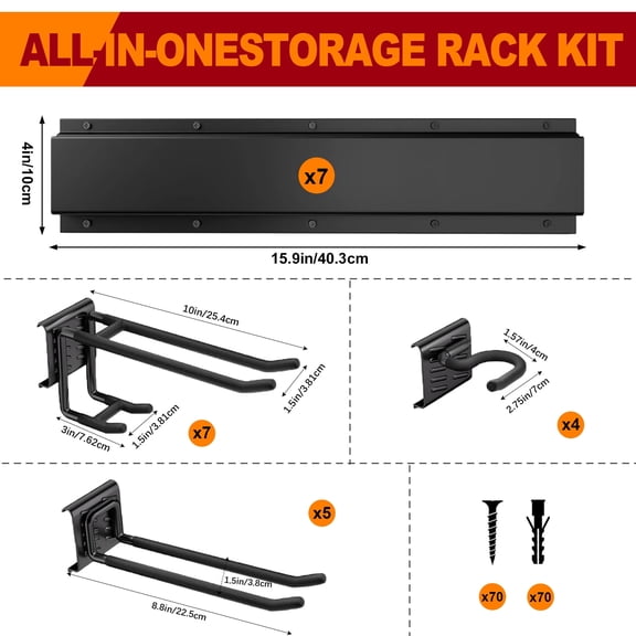 Zhouguangjun 23pcs Garage Organizer Wall Mounted Adjustable Tool Storage Rack System