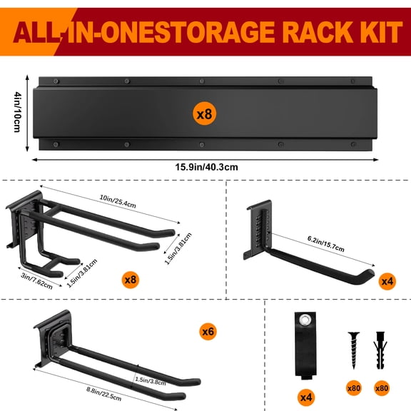 Zhouguangjun 30pcs Garage Organizer Wall Mounted Adjustable Tool Storage Rack System