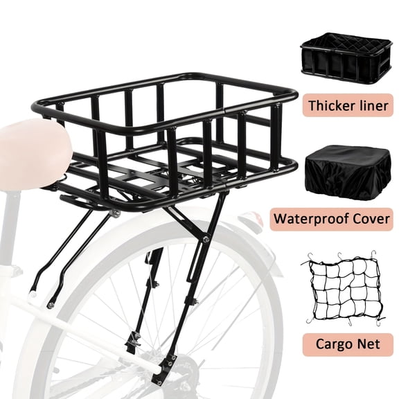 Zhouguangjun Bicycle Rear Carrier Basket with Removable Liner