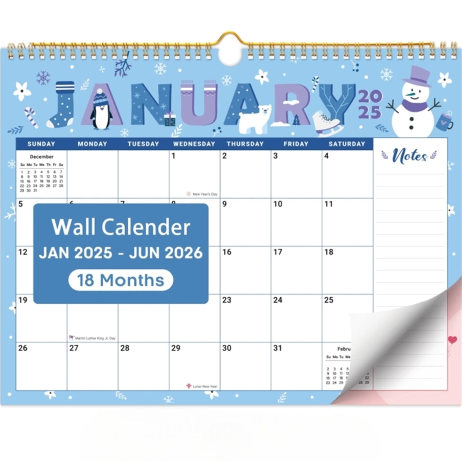 Zhouqiannn 2025 Wall Calendar 18 Monthly Wall Calendar From January