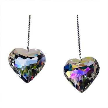 Zhouqiannn 2PCS Heart SunCatchers Wind Chimes Outdoor K9 Glass Color SunCatcher Window Pendant for Decoration Stained Glass Window Decals Cat Hanging Solar Powe Acrylic Gemstones and for Crafts Beads