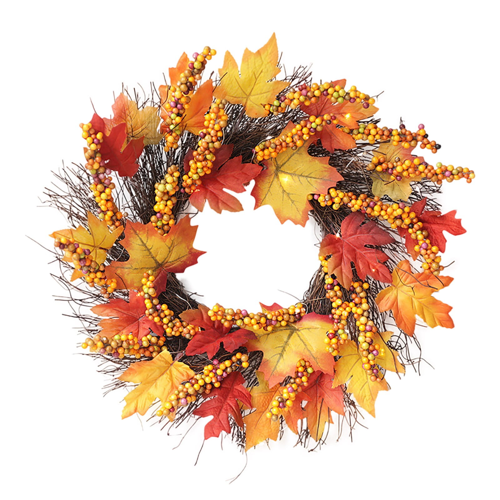 Zhouqiannn Autumn Wreath Natural Fall Maple Pinecone Garland Season