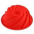 Zhouqiannn Silicone Pound Cake Pan Red Cake Pan Nonstick Spiral Baking