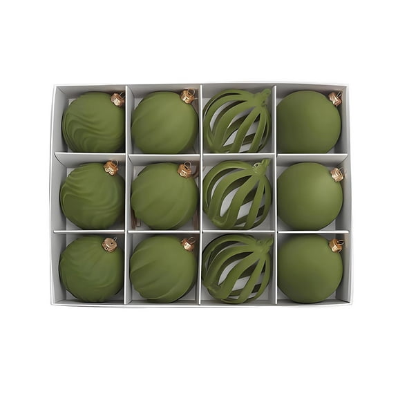 Zhourta 12PCS Flocked Foam Christmas Ball Ornaments 2.36inch Set Soft Textured Hanging Decor for Tree and Holiday Decorating