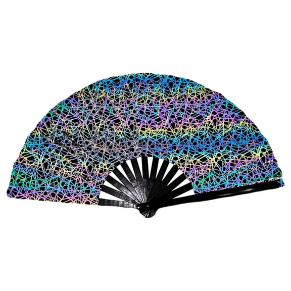 Zhourta 13Inch Hand fans PVC Holographic Folding Clap Fans for Line Dancing Foldable Holding Colors Fan for Line Dancing Party Dance Enthusiasts Gift