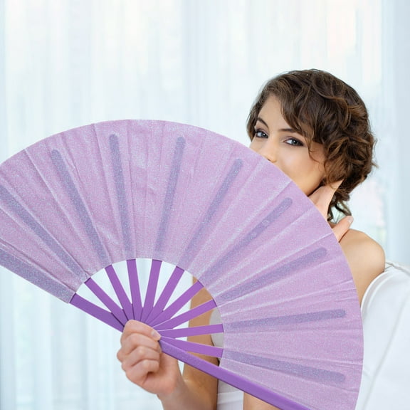 Zhourta 13Inch pop fans for line dancing Golden Glitter Solid Color Fan Martial Arts Tai Chi Handheld Sensus for Men Women Festival Wedding Party