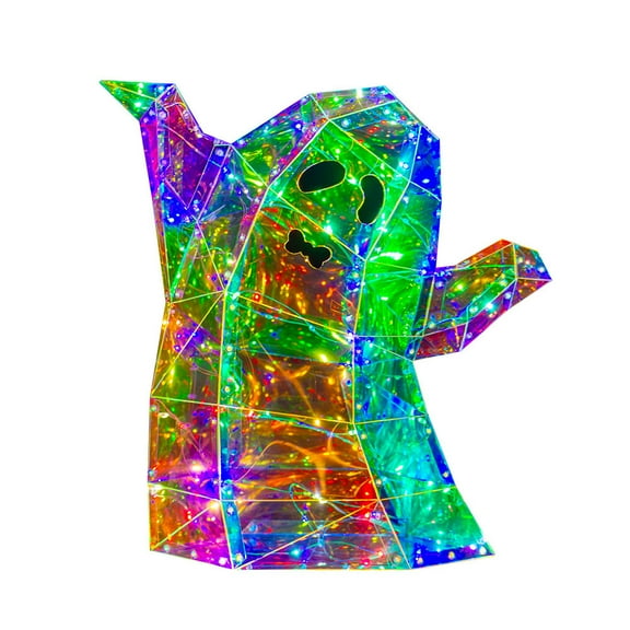 Zhourta 16 Inch Halloween Glowing Ghost Skeleton Decor with Colorful Lights Spooky LED Night Light for Home Party Yard Decoration