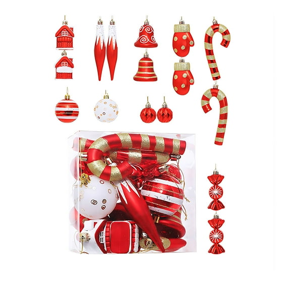 Zhourta 16PCS Hanging Christmas Colorful Ball Set Christmas Tree Window Display Shopping Mall Decoration Pendant Multiple Styles Ornaments for Christmas Trees Party Ball Decoration