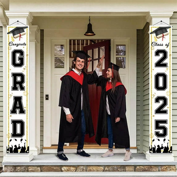 Zhourta 2025 Graduation Party Banner Decorations for Wall Door Hanging Photo Backdrop Scene Arrangement