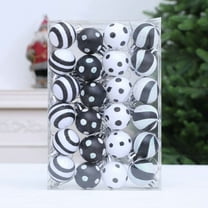 Zhourta 24Pcs Black and White Ball 1.2 Inch Decor Christmas Tree Mini Christmas Shatter Proof Balls Ornaments