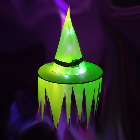 Zhourta 2PC Halloween Witch Hat LED Light Up Ghost Hat for Kids Costume Dress Up and Spooky Party Decoration