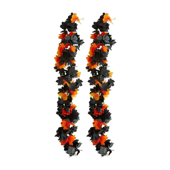 Zhourta 2PCS Simulated Maple Leaf Vines Leaves 5.58ft Halloween Thanksgiving Festival Decoration Room Living Room Scene Layout Simulated Vines