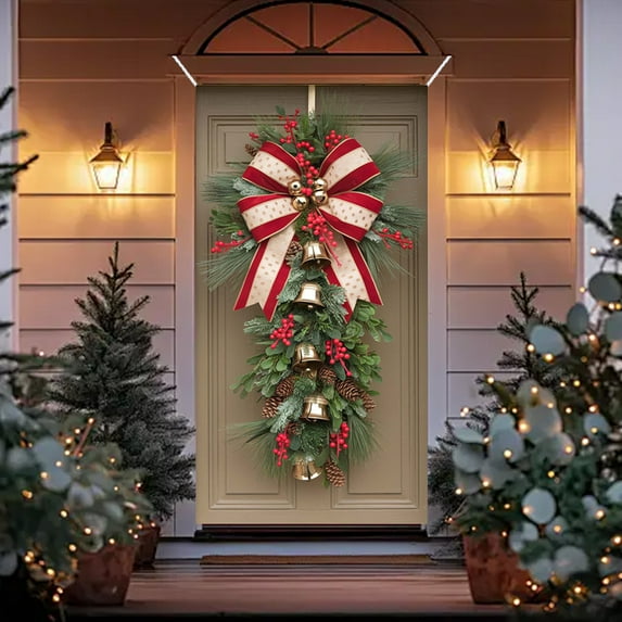 Zhourta 35 X 71Inch Christmas Door Cover Snowman Bow Merry Christmas Door Banner and Wall Decoration Festival Party Decoration