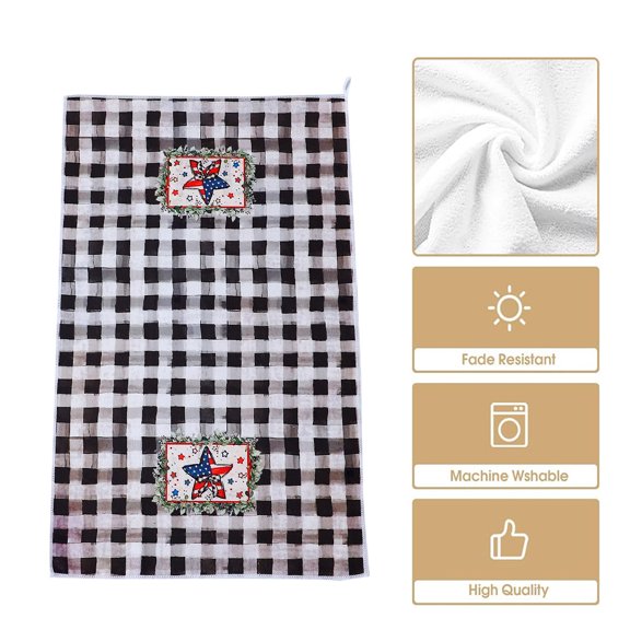 Zhourta 4th of July Dish Towels 17.72x27.56Inch Patriotic American Flag Design Super Absorbent Quick Dry Kitchen Towels for Independence Day Home Decor