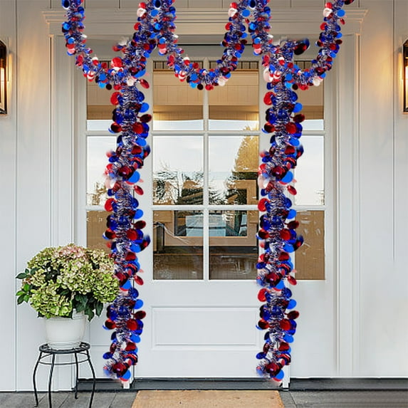Zhourta 4th of July Tassel Garland 59Inch DIY Hanging Streamers Patriotic Red White Blue Party Decorations for Independence Day Home Backyard Celebration Supplies