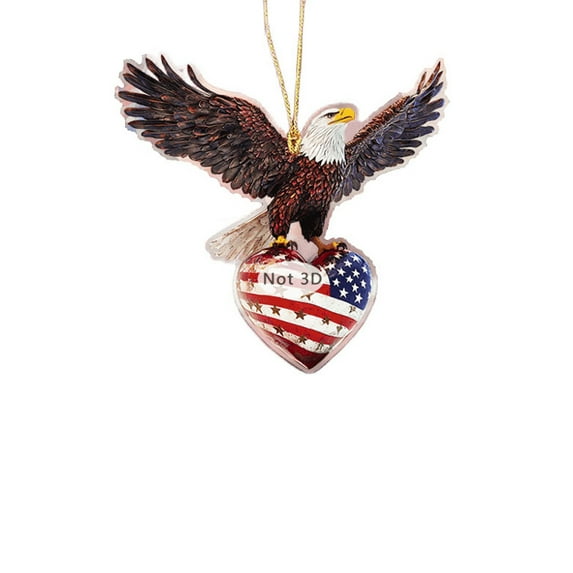 Zhourta 4th of July 2D Eagle Acrylic Car Hanging Ornament Design Patriotic Red White Blue for Memorial Day Backpack Tag