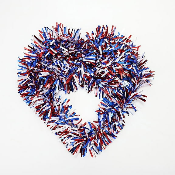 Zhourta 4th of July Tinsel Garland 6.56FT Independent Day Ribbon Colorful Flower Red White Blue Five Pointed Star Colored Ribbon Venue Layout