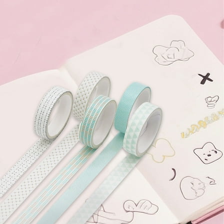 Zhourta 5 Rolls Masking Tape Decorative Tape Decorative Colored Tape Crafts Tape for Notepad Supplies Journal DIY Planner Crafts Designs