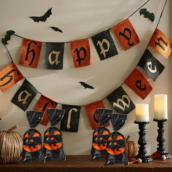 Zhourta 50 Pcs Halloween Candy Bags Assorted Colors Treat Pouches for Party Favor Goodie Bags and Trick or Treating