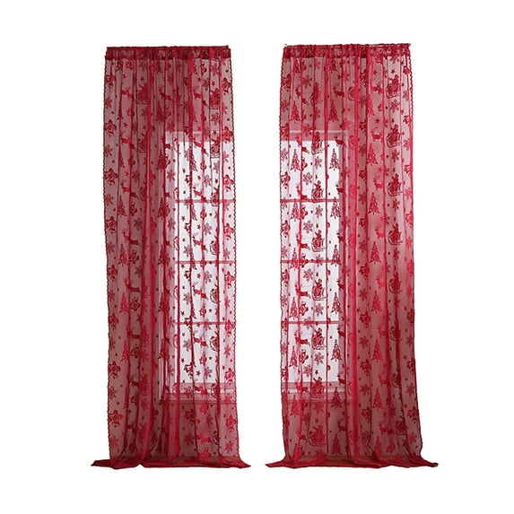 Zhourta 55x40inch Christmas Sleigh Curtain Panel Set of 2 Holiday Themed Window Drapes for Living Room