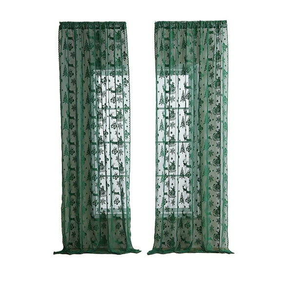 Zhourta 55x40inch Christmas Sleigh Curtain Panel Set of 2 Holiday Themed Window Drapes for Living Room