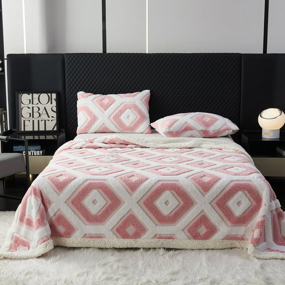 Zhourta 59x79Inch High GSM Double Layer Hemmed Blanket Sherpa Fleece Throw with Reinforced Edges for Ultimate Warmth and Durability