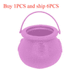 thumbnail image 1 of Zhourta 6 Pack Halloween Witch Bucket Miniature Cauldron Set with Handle for Trick or Treat Candy Collection and Party Favors, 1 of 5