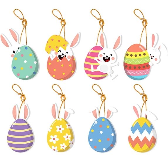 Zhourta 8PCS Easter Hanging Gnome Bunny Tree Ornaments Colorful Hanging Easter Tree Decorations Easter Ornaments for Tree Basket Crafts Easter Party Favors