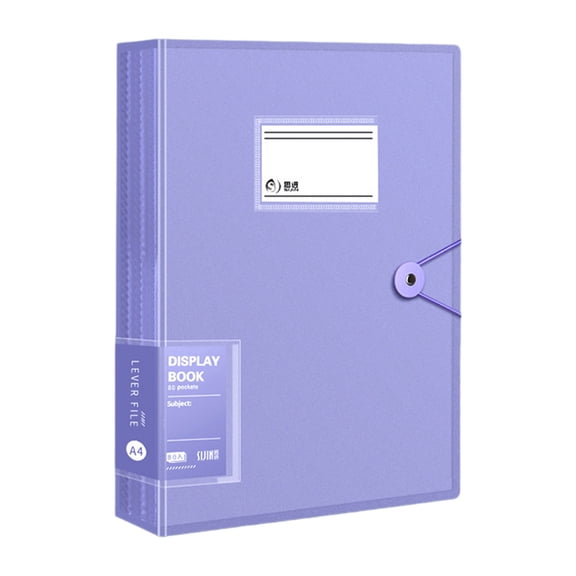 Zhourta A4 Document Folder 30 Pockets 60 Sides File Organizer with Snap Button for Office Business Portfolio Storage