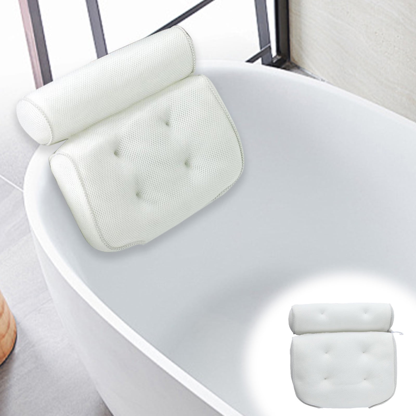 Zhourta Bathtub Pillows for Head and Back Mesh Suction Cup Pillow Bathroom Large Pillow Soft ...