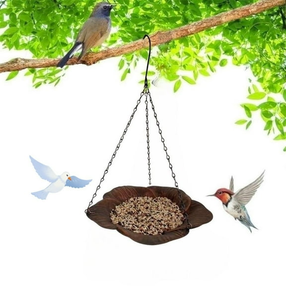 Zhourta Bird Feeder Flower Shape Bird Bowl Hanging for Garden Yard Outside Hanging Bird Feeder Tray Metal Mesh Platform Feeders for Birds