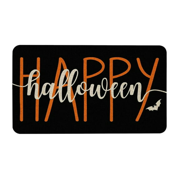Zhourta Black Halloween Skeleton Door Mat Spooky Entryway Rug for Trick or Treaters Yet Stylish Front Door Decoration Dirt Wiper Non Slip Floor Mats 16x23.62 Inch