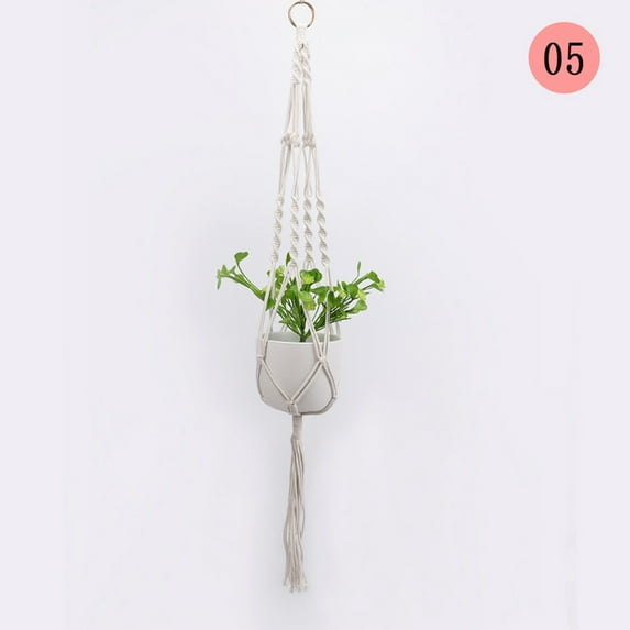 Zhourta Bohemian Hanging Planter Handmade Macrame Plant Hangers Cotton Hanging Basket for Small Plant Pots