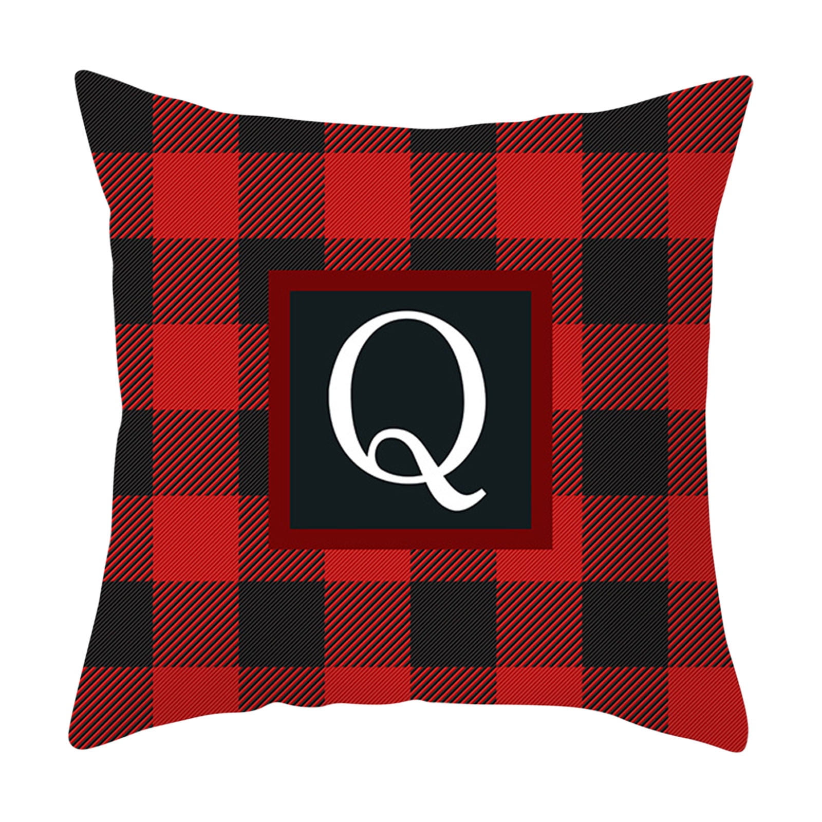 Zhourta Christmas 26 Letter Pillow Cover Peach Velvet Black and Red
