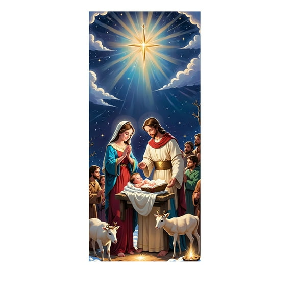 Zhourta Christmas Door Cover Set with Santa Claus Party Decor for Holiday Entrance and Festive Scene Hanging Banner