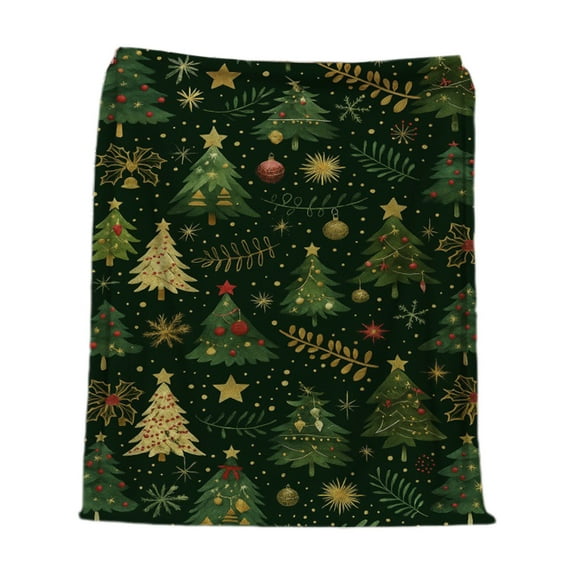 Zhourta Christmas Flannel Soft Blanket 7.56x39.37in for Sofa Bed and Chair Use with Christmas Themed Design for Cozy Holiday Decor
