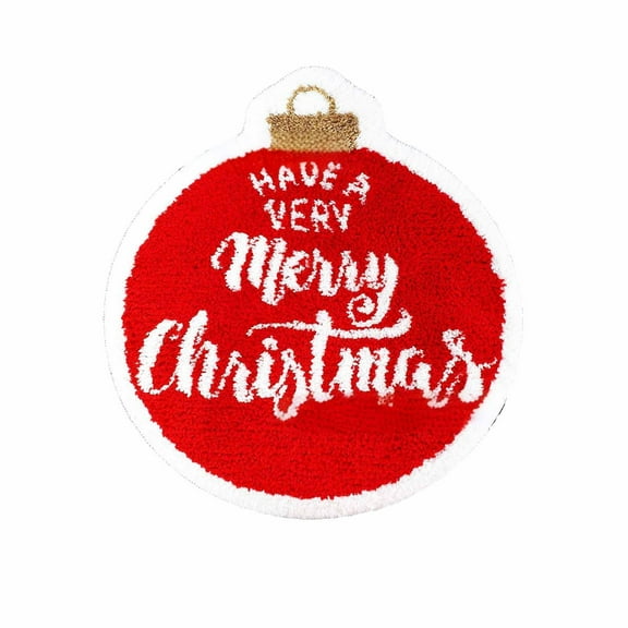 Zhourta Christmas Flocking Round Carpet Snowflake Santa Claus Pattern Decorative Non Slip Living Room Bedroom Carpet Doormat Floor Mat