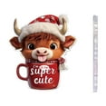 thumbnail image 1 of Zhourta Christmas Highland Cattle Hanging Ornaments Animal Cute Santa Hat Cattle in Cup Christmas Decorations Holiday Decor Acrylic Cartoon Decoration, 1 of 4