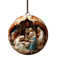 thumbnail image 1 of Zhourta Christmas Nativity Scene Ornaments 3.14Inch Car Christmas Tree Hanging Ornament 3D Christmas Tree Retro Style Home Decoration Christmas Gifts Pendants, 1 of 7
