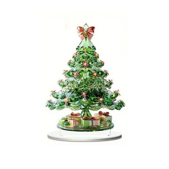 Zhourta Christmas Tree Shape 2D Acrylic Ornament Festive Holiday Tabletop Decor Transparent Tree Display for Home