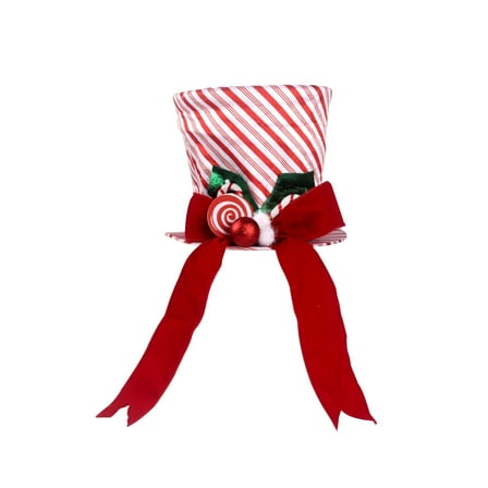 Zhourta Christmas Tree Topper Hat Xmas Tree Top Hat with Bow-knot Ribbon Christmas Tree Decoration Desktop Ornaments for Home Xmas Holiday Winter Decor