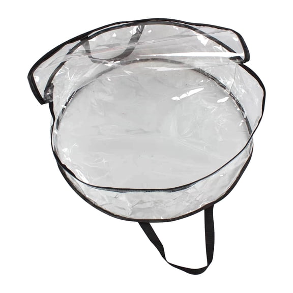 Zhourta Christmas Wreath Storage Bag PVC Full Clear Christmas Circle Handheld Storage Bag Heavy Duty Xmas Wreath Container with Sleek Zipper