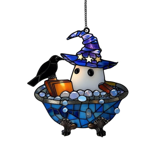 Zhourta Cute Ghost Ornament 6 Inch Spooky Hanging Decor for Halloween Party and Festive Home Display
