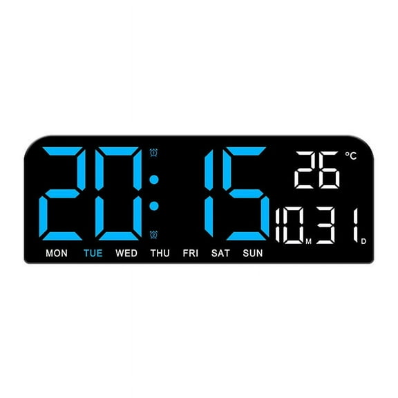 Zhourta Digit LED Digital Alarm Clock with Temperature Display Easy to Read Day Date Week Large Screen for Bedroom Nightstand