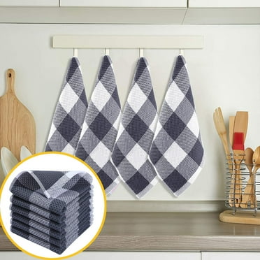 Zhourta Dish Cloth Cotton Thickened Towel Quick Absorbent Towel Nonfading Cloth Lattice Wipe Tablecloth Kitchen Towel for Household Cleaning