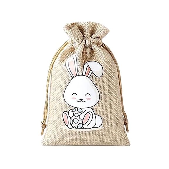 Zhourta Easter Bunny Party Candy Box Gift Bag Gift Packaging Linen Drawstring Bag Candy Easter Eggs Bag Fun Activity for All Ages