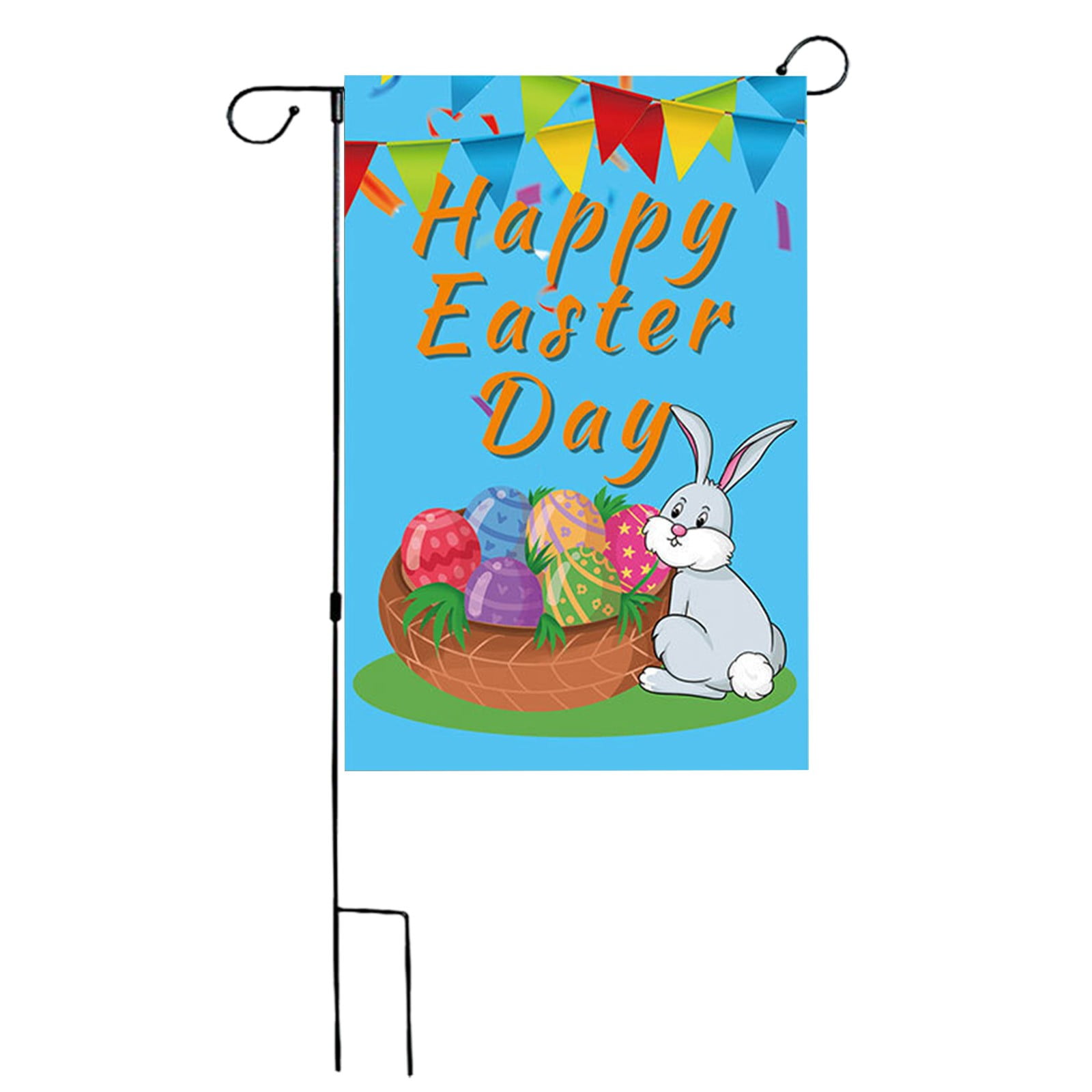 Zhourta Easter Gardens Flag for Outside Cartoons Eggs Bunny Patio Yard ...