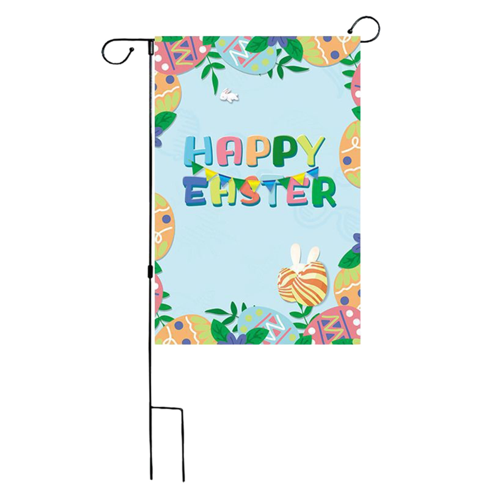 Zhourta Easter Gardens Flag for Outside Cartoons Eggs Bunny Patio Yard ...